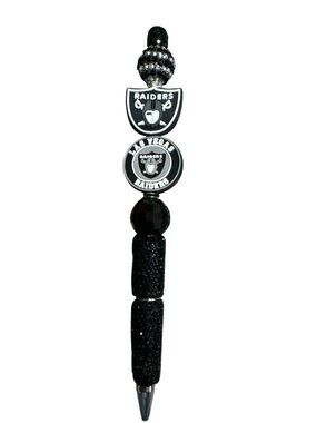 Las Vegas Raiders Black Beaded Decorative Pen With Team Logos & Sparkling Accent